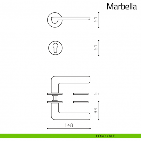 Maniglia per porta Marbella Olivari bassa foro yale