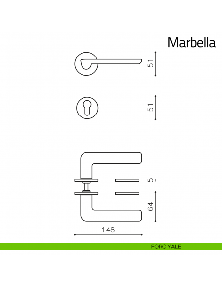Maniglia per porta Marbella Olivari bassa foro yale