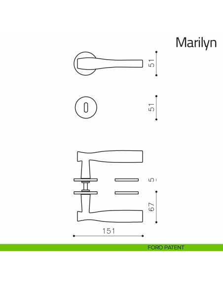 Maniglia per porta Marilyn Olivari bassa foro patent