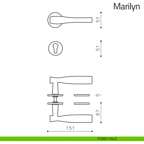 Maniglia per porta Marilyn Olivari bassa foro yale