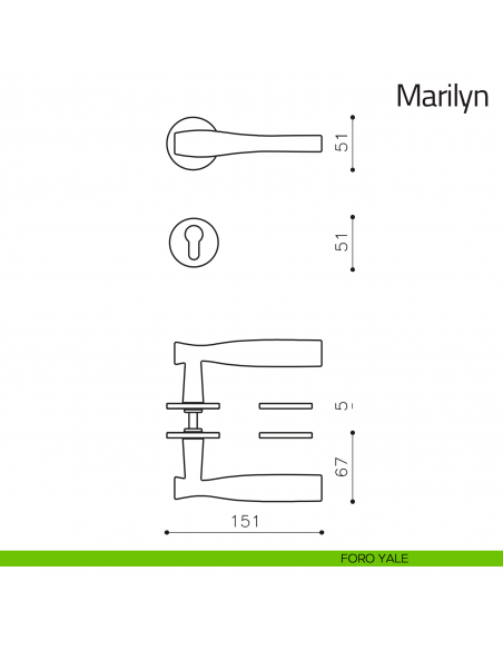 Maniglia per porta Marilyn Olivari bassa foro yale