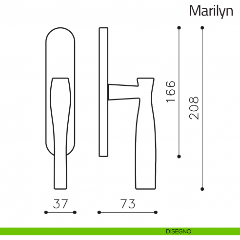 Maniglia per finestra cremonese Marilyn Olivari disegno