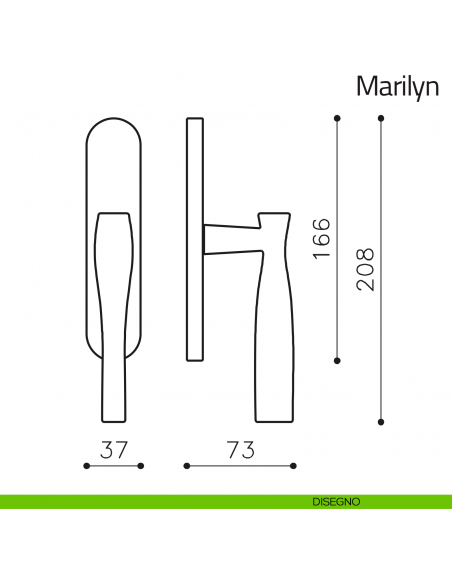 Maniglia per finestra cremonese Marilyn Olivari disegno