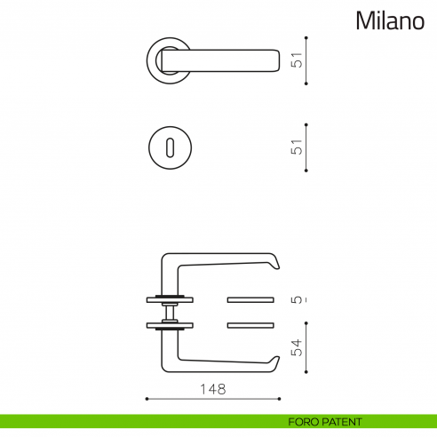 Maniglia per porta Milano Olivari foro patent