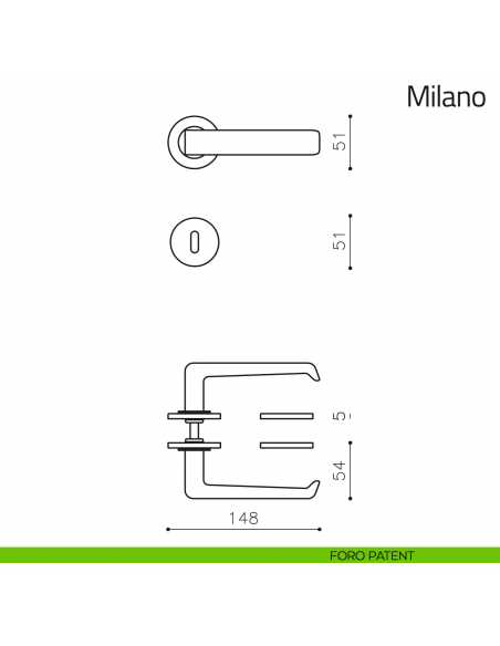 Maniglia per porta Milano Olivari foro patent