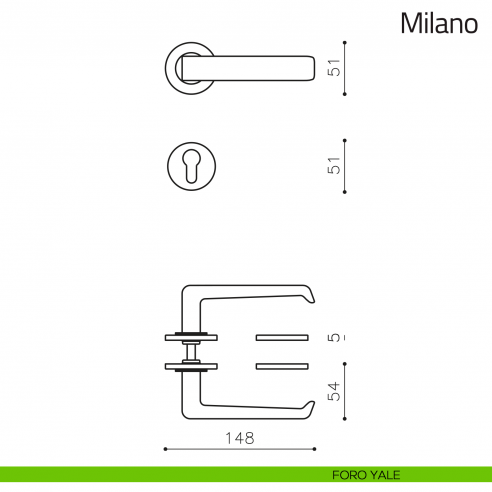 Maniglia per porta Milano Olivari foro yale