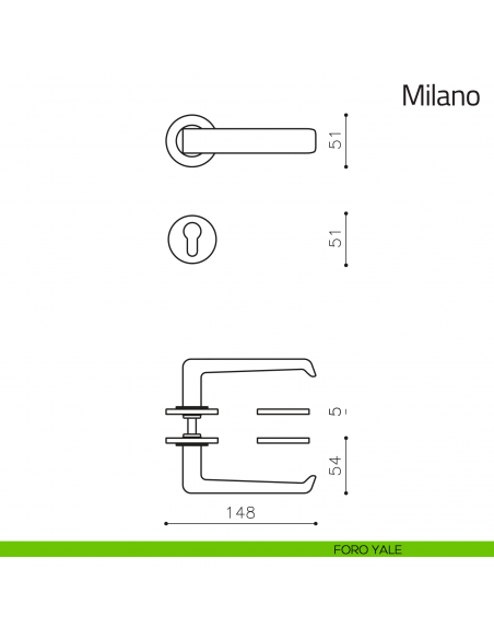 Maniglia per porta Milano Olivari foro yale