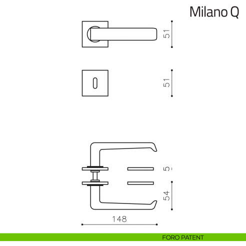 Maniglia per porta Milano Q Olivari foro patent