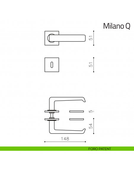 Maniglia per porta Milano Q Olivari foro patent