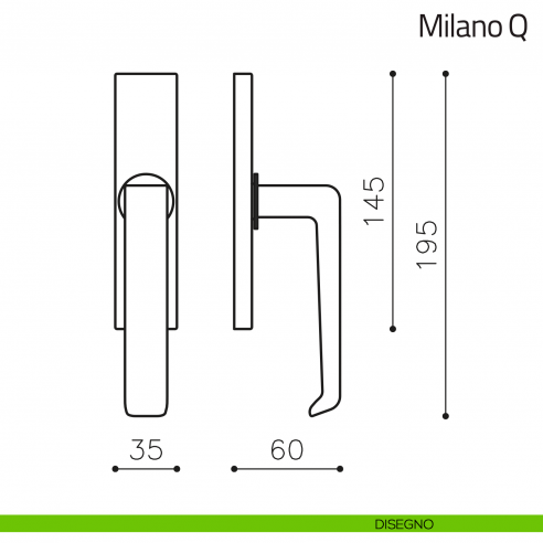 Maniglia per finestra cremonese Milano Q Olivari disegno
