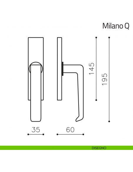 Maniglia per finestra cremonese Milano Q Olivari disegno