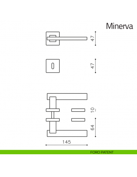 Maniglia per porta Minerva Olivari foro patent
