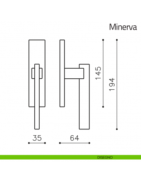 Maniglia per finestra cremonese Minerva Olivari disegno