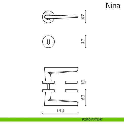 Maniglia per porta Nina Olivari foro patent