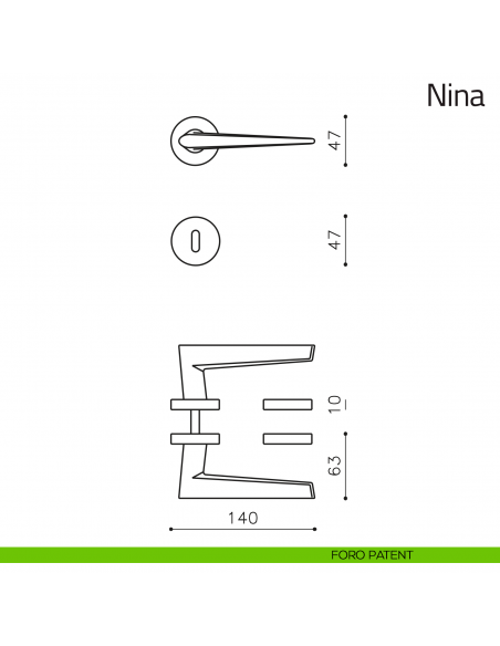 Maniglia per porta Nina Olivari foro patent