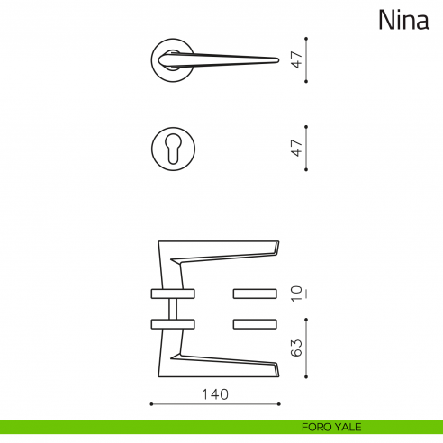 Maniglia per porta Nina Olivari foro yale