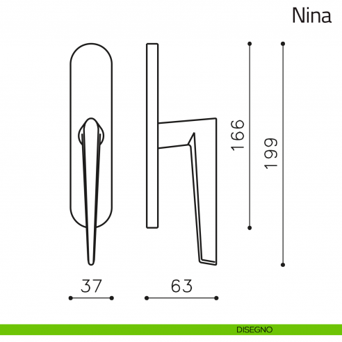 Maniglia per finestra cremonese Nina Olivari disegno