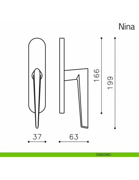 Maniglia per finestra cremonese Nina Olivari disegno
