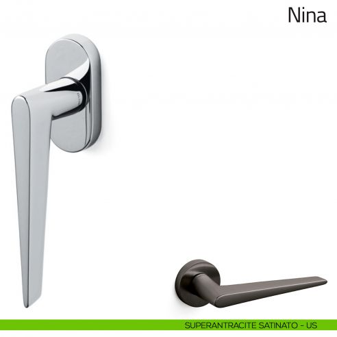 Maniglia per finestra martellina DK Nina Olivari superantracite satinato