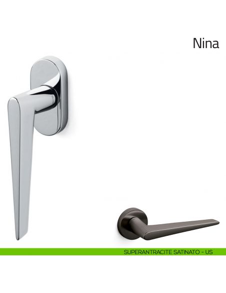 Maniglia per finestra martellina DK Nina Olivari superantracite satinato