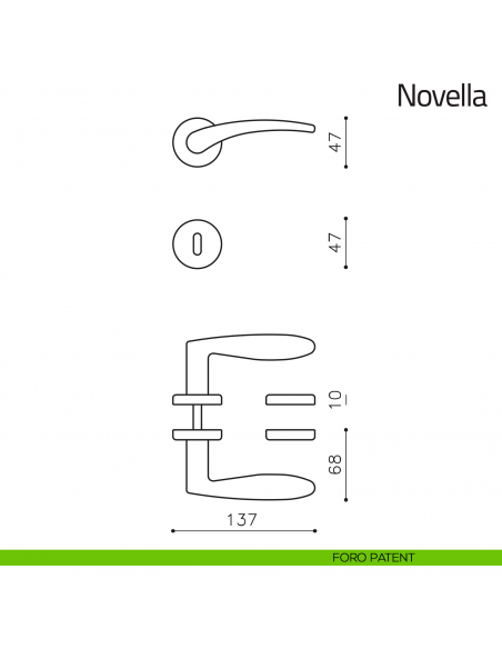 Maniglia per porta Novella Olivari foro patent