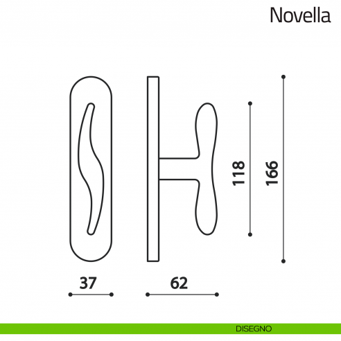 Maniglia per finestra cremonese Novella Olivari disegno