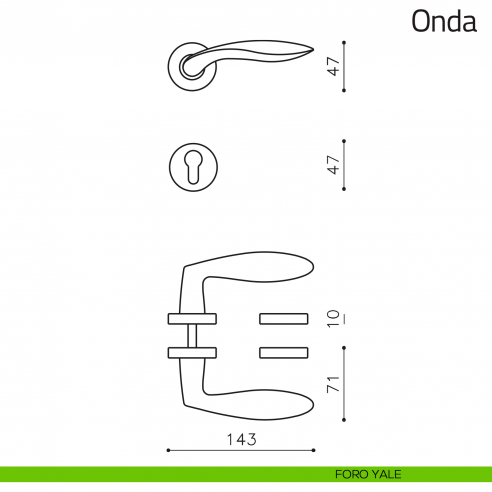 Maniglia per porta Onda Olivari foro yale