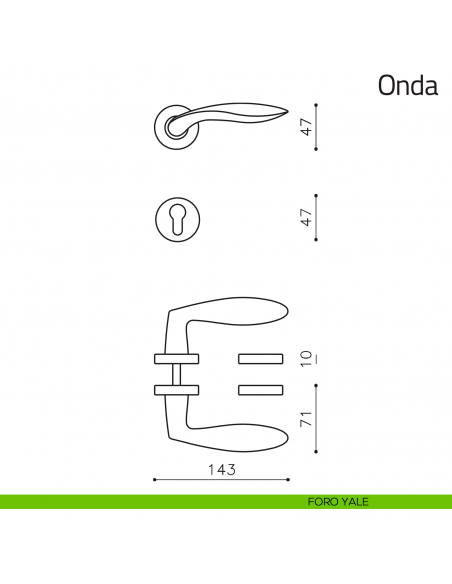 Maniglia per porta Onda Olivari foro yale