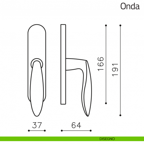 Maniglia per finestra cremonese Onda Olivari disegno