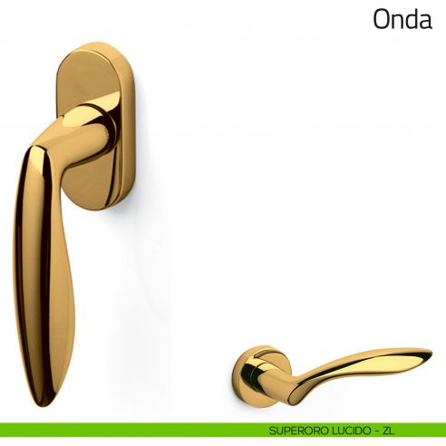 Maniglia per finestra martellina DK Onda Olivari superoro lucido