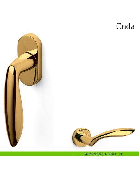 Maniglia per finestra martellina DK Onda Olivari superoro lucido