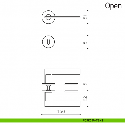 Maniglia per porta Open Olivari foro patent
