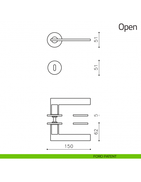Maniglia per porta Open Olivari foro patent