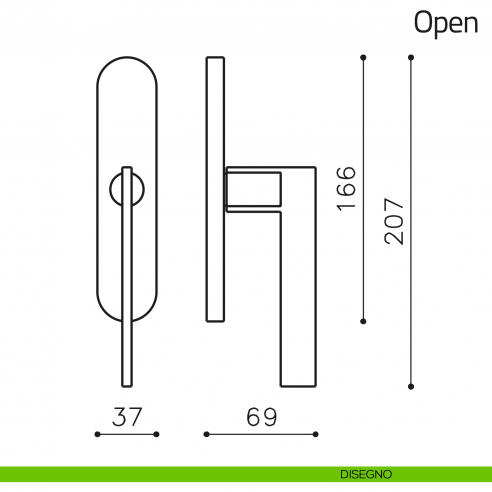 Maniglia per finestra cremonese Open Olivari disegno