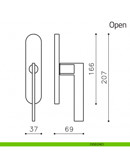 Maniglia per finestra cremonese Open Olivari disegno