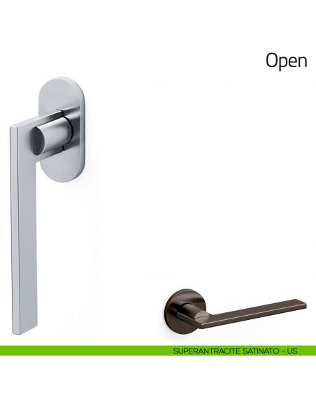 Maniglia per finestra martellina DK Open Olivari superantracite satinato