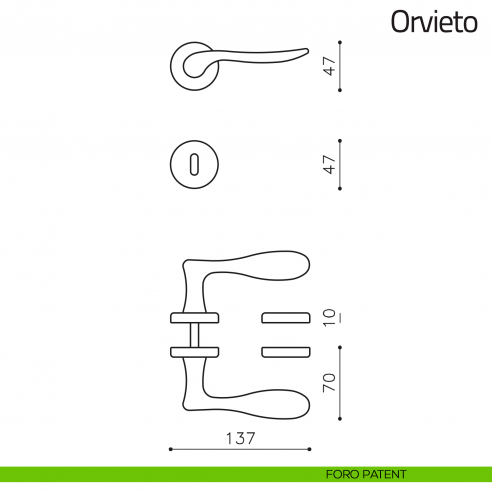 Maniglia per porta Orvieto Olivari foro patent