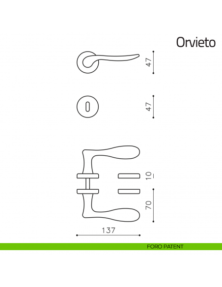 Maniglia per porta Orvieto Olivari foro patent