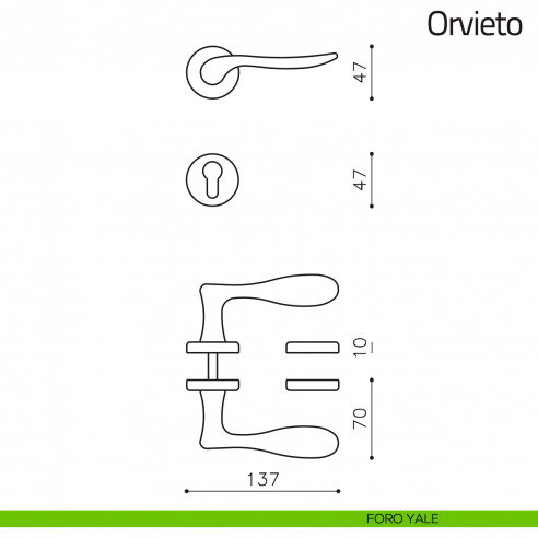 Maniglia per porta Orvieto Olivari foro yale