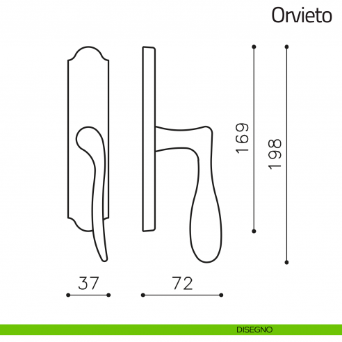 Maniglia per finestra cremonese Orvieto Olivari disegno