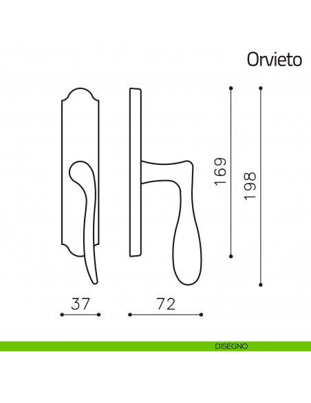 Maniglia per finestra cremonese Orvieto Olivari disegno