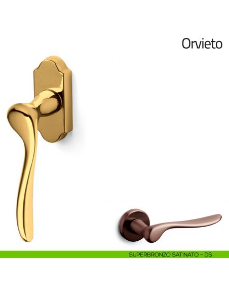 Maniglia per finestra martellina DK Orvieto Olivari superbronzo satinato