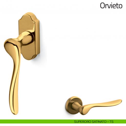 Maniglia per finestra martellina DK Orvieto Olivari superoro satinato