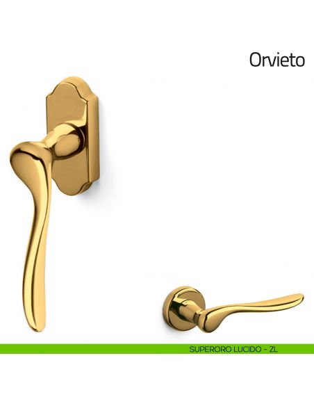 Maniglia per finestra martellina DK Orvieto Olivari superoro lucido
