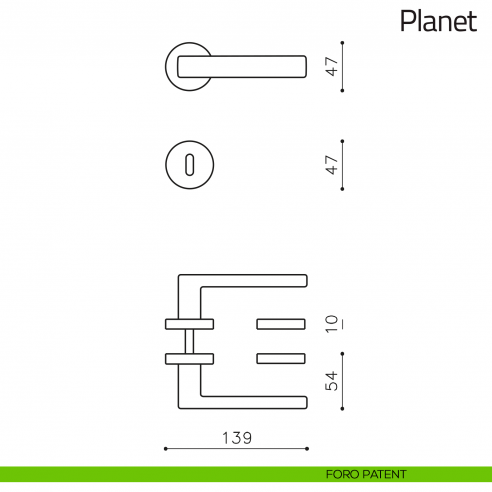 Maniglia per porta Planet Olivari foro patent