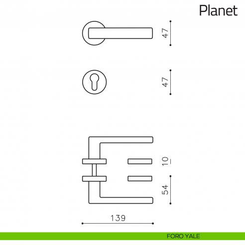 Maniglia per porta Planet Olivari foro yale