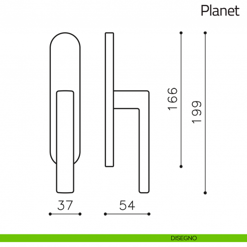 Maniglia per finestra cremonese Planet Olivari disegno