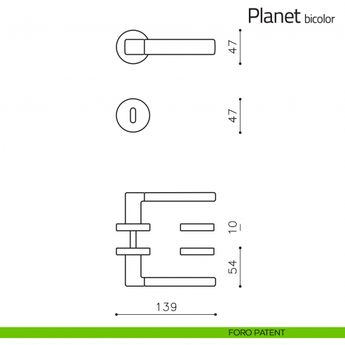Maniglia per porta Planet bicolor Olivari foro patent