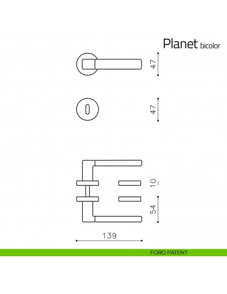 Maniglia per porta Planet bicolor Olivari foro patent