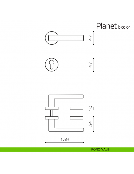 Maniglia per porta Planet bicolor Olivari foro yale